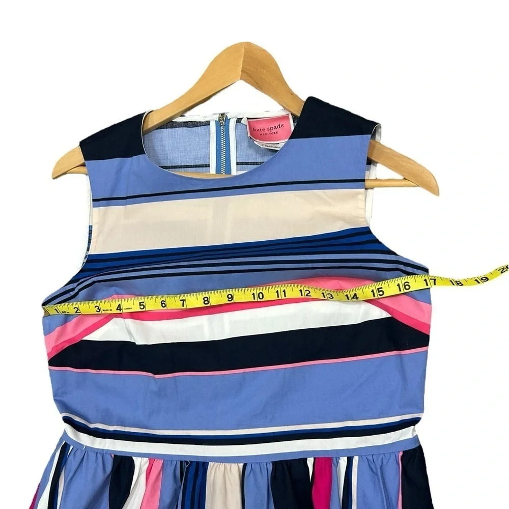 Kate Spade Iconic Colorful Berber Fit & Flare Striped Exposed Zipper Dress Sz 4